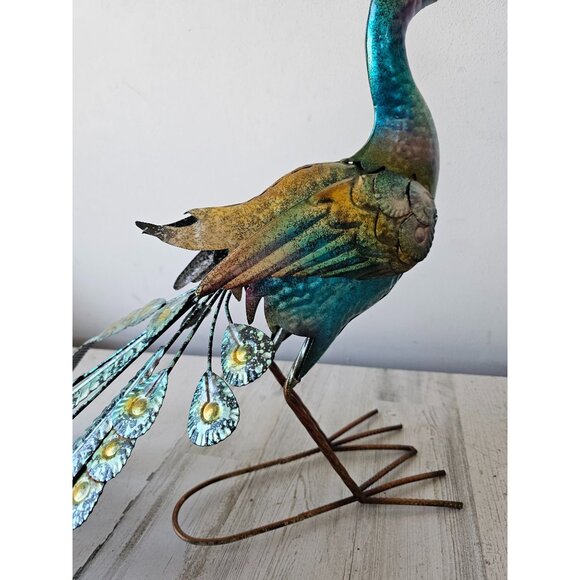 Metal peacock bird lawn decor large life size colorful blue unique large peacock - Picture 6 of 10